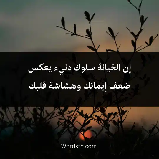 إن الخيانة سلوك دنيء يعكس ضعف إيمانك وهشاشة قلبك