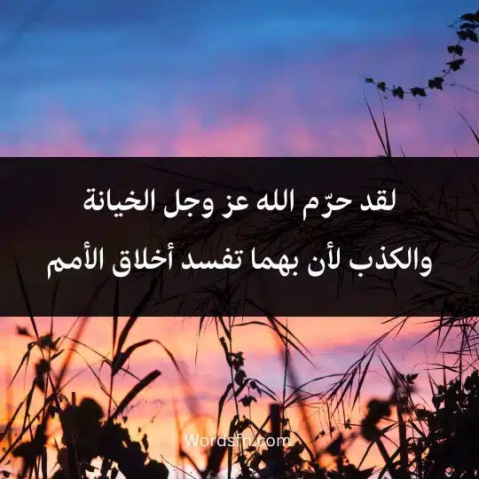 لقد حرّم الله عز وجل الخيانة والكذب لأن بهما تفسد أخلاق الأمم