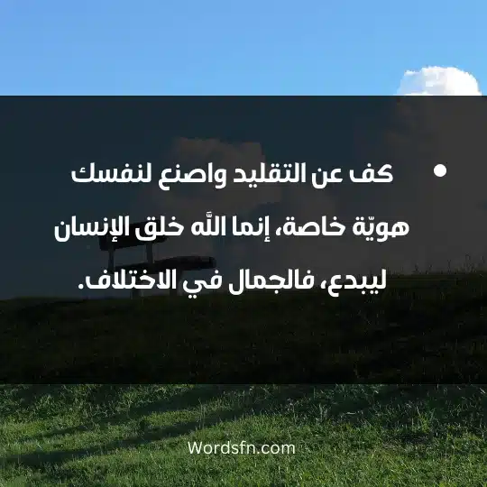 كف عن التقليد واصنع لنفسك هويّة خاصة، إنما الله خلق الإنسان ليبدع، فالجمال في الاختلاف.