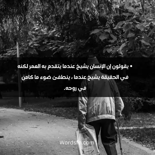 • يقولون إن الإنسان يشيخ عندما يتقدم به العمر لكنه في الحقيقة يشيخ عندما ، ينطفئ ضوء ما كامن في روحه.