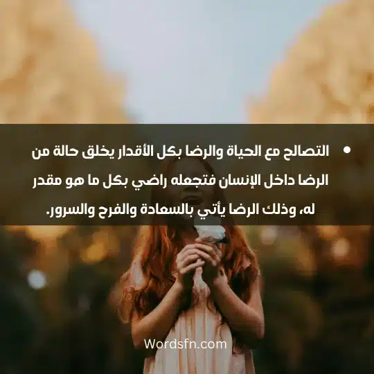 talk about happiness 2 - فن العبارات التصالح مع الحياة والرضا بكل الأقدار يخلق حالة من الرضا داخل الإنسان فتجعله راضي بكل ما هو مقدر له، وذلك الرضا يأتي بالسعادة والفرح والسرور.