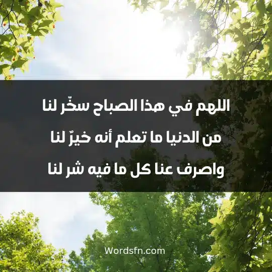 اللهم في هذا الصباح سخّر لنا من الدنيا ما تعلم أنه خيرٌ لنا، واصرف عنا كل ما فيه شر لنا.