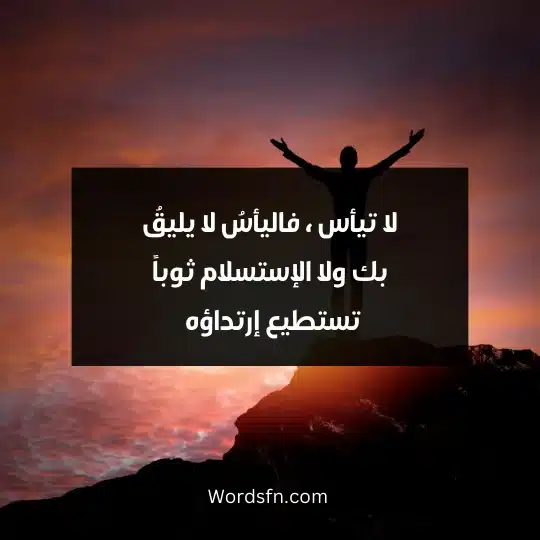 Expressions about diligence 3 - فن العبارات لا تيأس ، فاليأسُ لا يليقُ بك ولا الإستسلام ثوباً تستطيع إرتداؤه