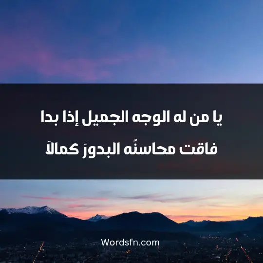 Poems about beauty1 - فن العبارات يا من له الوجه الجميل إذا بدا فاقت محاسنُه البدورَ كمالاَ