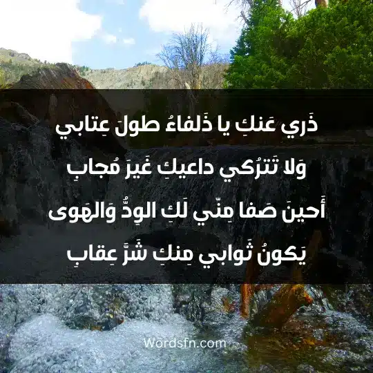 Poems of Al-Abbas Ibn Al-Ahnaf1 - فن العبارات ذَري عَنكِ يا ذَلفاءُ طولَ عِتابي وَلا تَترُكي داعيكِ غَيرَ مُجابِ أَحينَ صَفا مِنّي لَكِ الوِدُّ وَالهَوى يَكونُ ثَوابي مِنكِ شَرَّ عِقابِ