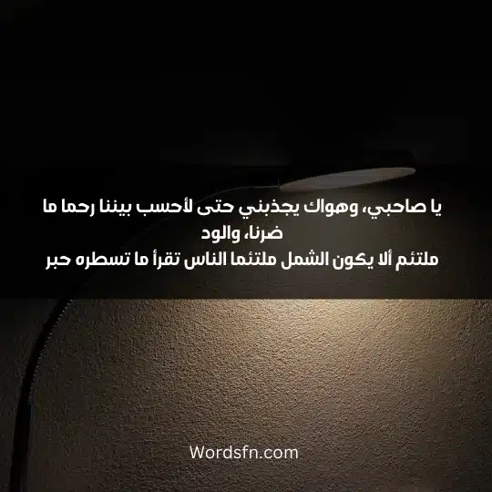 يا صاحبي، وهواك يجذبني حتى لأحسب بيننا رحما ما ضرنا، والود ملتئم ألا يكون الشمل ملتئما الناس تقرأ ما تسطره حبر