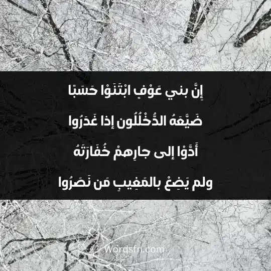 إِنَّ بني عَوْفٍ ابْتَنَوْا حَسَبًا ضَيَّعَهُ الدُّخْلُلُون إذا غَدَرُوا