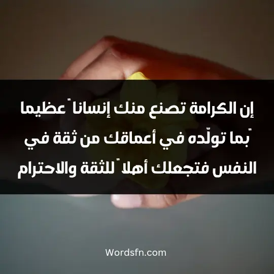 Powerful words about dignity2 - فن العبارات إن الكرامة تصنع منك إنسانا ً عظيما ًبما تولّده في أعماقك من ثقة في النفس فتجعلك أهلا ً للثقة والاحترام