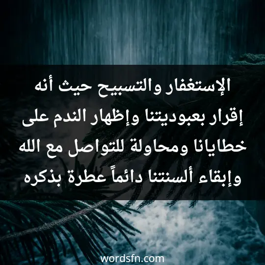 Religious advice 2 - فن العبارات الإستغفار والتسبيح، حيث أنه إقرار بعبوديتنا وإظهار الندم على خطايانا ومحاولة للتواصل مع الله وإبقاء ألسنتنا دائماً عطرة بذكره.