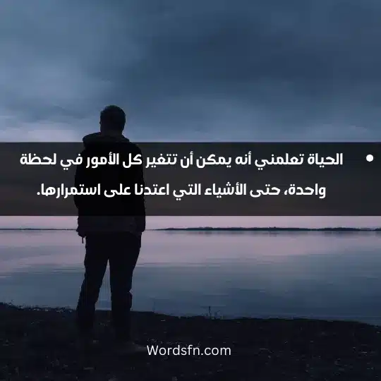 الحياة تعلمني أنه يمكن أن تتغير كل الأمور في لحظة واحدة، حتى الأشياء التي اعتدنا على استمرارها.