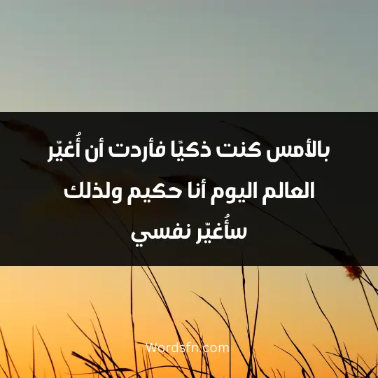 Sayings of Jalaluddin Rumi3 - فن العبارات بالأمس كنت ذكيًا فأردت أن أُغيّر العالم، اليوم أنا حكيم ولذلك سأُغيّر نفسي