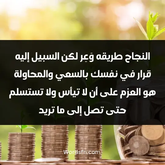 Touching words about success2 - فن العبارات النجاح طريقه وَعِر، لكن السبيل إليه قرار في نفسك بالسعي والمحاولة، هو العزم على أن لا تيأس ولا تستسلم حتى تصل إلى ما تريد