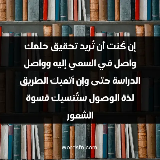 إن كُنت أن تُريد تحقيق حلمك واصل في السعي إليه وواصل الدراسة حتى وإن أتعبك الطريق لذة الوصول ستُنسيك قسوة الشعور
