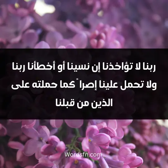 ربنا لا تؤاخذنا إن نسينا أو أخطأنا، ربنا ولا تحمل علينا إصرا ً كما حملته على الذين من قبلنا،