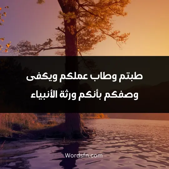 طبتم وطاب عملكم ويكفى وصفكم بأنكم ورثة الأنبياء