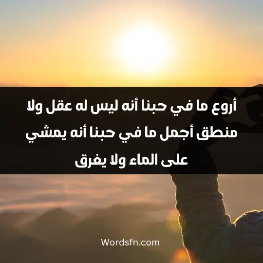 أروع ما في حبنا أنه ليس له عقل ولا منطق أجمل ما في حبنا أنه يمشي على الماء ولا يغرق