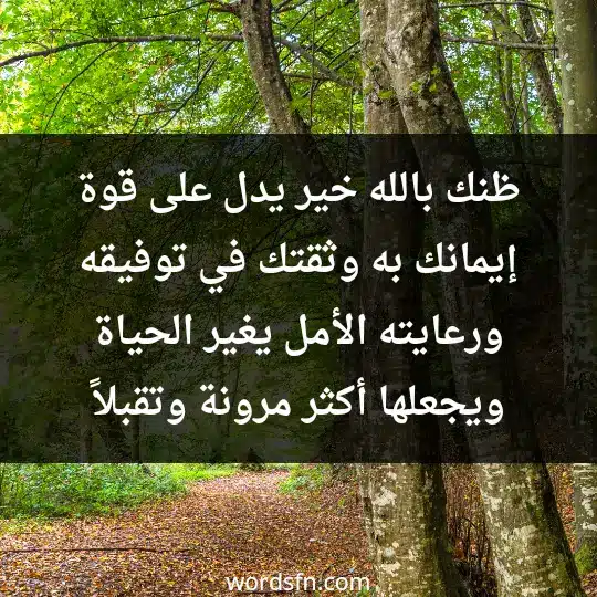 ظنك بالله خير يدل على قوة إيمانك به وثقتك في توفيقه ورعايته، الأمل يغير الحياة ويجعلها أكثر مرونة وتقبلاً