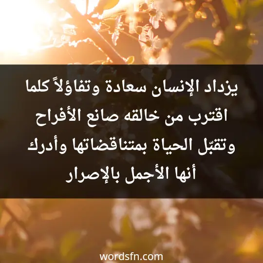 Talk about optimism and hope2 - فن العبارات يزداد الإنسان سعادة وتفاؤلاً كلما اقترب من خالقه صانع الأفراح وتقبّل الحياة بمتناقضاتها وأدرك أنها الأجمل بالإصرار