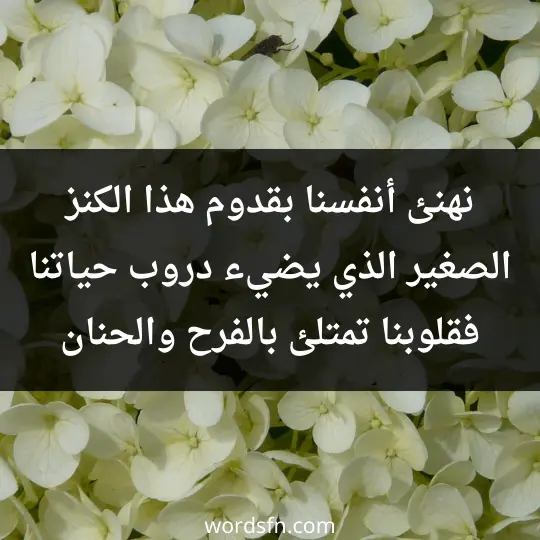 Words for the newborn2 - فن العبارات نهنئ أنفسنا بقدوم هذا الكنز الصغير الذي يضيء دروب حياتنا، فقلوبنا تمتلئ بالفرح والحنان