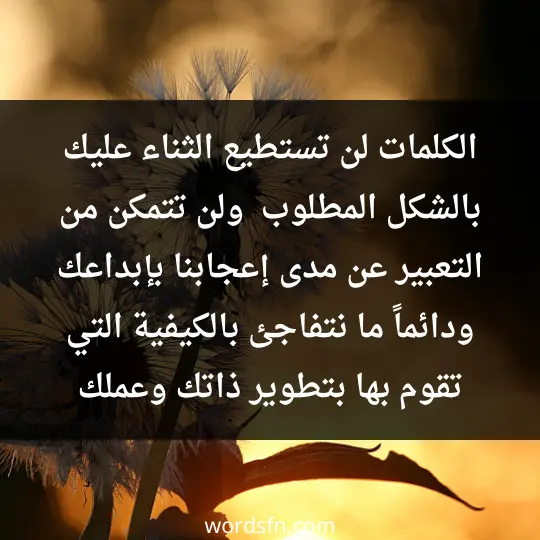 الكلمات لن تستطيع الثناء عليك بالشكل المطلوب، والجُمل لن تتمكن من التعبير عن مدى إعجابنا بإبداعك، ودائماً ما نتفاجئ بالكيفية التي تقوم بها بتطوير ذاتك وعملك