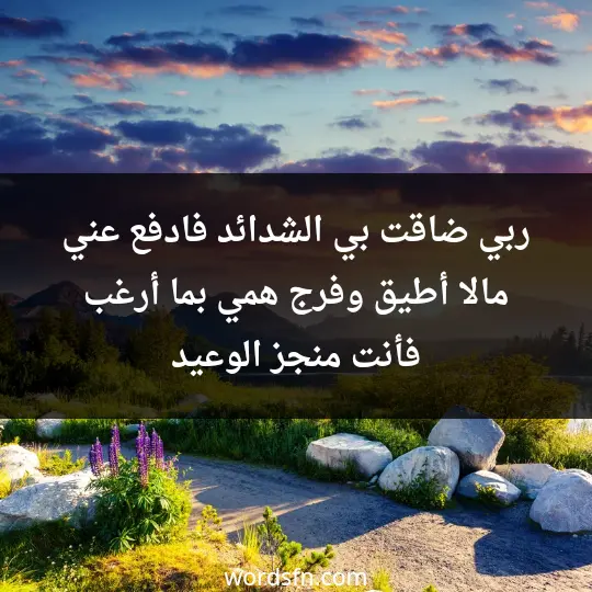 ربي ضاقت بي الشدائد فادفع عني مالا أطيق وفرج همي بما أرغب فأنت منجز الوعيد - فن العبارات ربي ضاقت بي الشدائد فادفع عني مالا أطيق وفرج همي بما أرغب فأنت منجز الوعيد