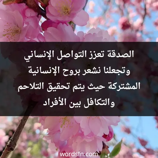 الصدقة تعزز التواصل الإنساني وتجعلنا نشعر بروح الإنسانية المشتركة، حيث يتم تحقيق التلاحم والتكافل بين الأفراد.