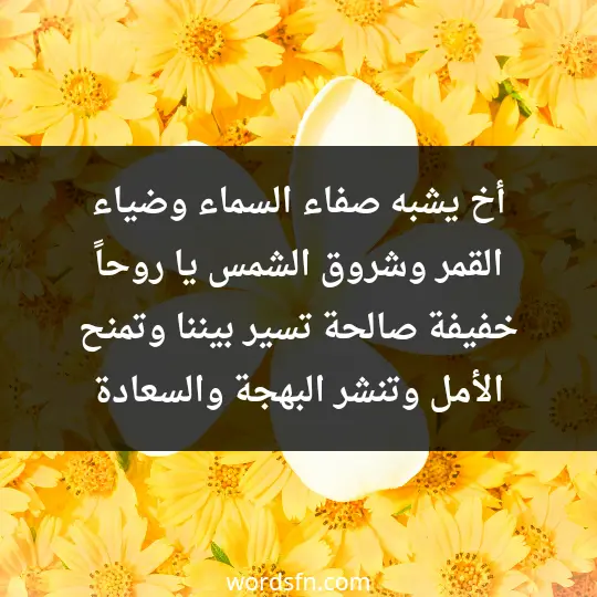 أخ يشبه صفاء السماء، وضياء القمر، وشروق الشمس، يا روحاً خفيفة صالحة تسير بيننا وتمنح الأمل، وتنشر البهجة والسعادة