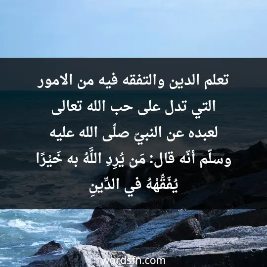 تعلم الدين والتفقه فيه من الامور التي تدل على حب الله تعالى لعبده عن النبيّ -صلّى الله عليه وسلّم- أنّه قال: (مَن يُرِدِ اللَّهُ به خَيْرًا يُفَقِّهْهُ في الدِّينِ