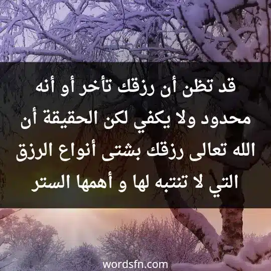 قد تظن أن رزقك تأخر، أو أنه محدود ولا يكفي، لكن الحقيقة أن الله تعالى رزقك بشتى أنواع الرزق التي لا تنتبه لها، و أهمها الستر