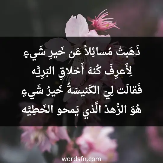 ذَهَبتُ مُسائِلاً عَن خَيرِ شَيءٍ لِأَعرِفَ كُنهَ أَخلاقِ البَرِيَّه فَقالَت لِيَ الكَنيسَةُ خَيرُ شَيءٍ هُوَ الزُهدُ الَّذي يَمحو الخَطِيَّه
