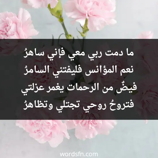 ما دمت ربي معي فإني ساهرُ نعم المؤانس فليفتني السامرُ فيضٌ من الرحمات يغمر عزلتي فتروحُ روحي تجتلي وتظاهرُ