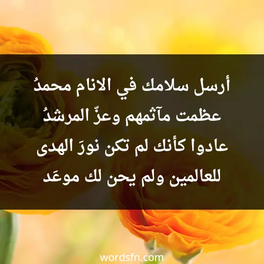 أرسل سلامك في الانام محمدُ عظمت مآثمهم وعزّ المرشدُ عادوا كأنك لم تكن نورَ الهدى للعالمين ولم يحن لك موعَد