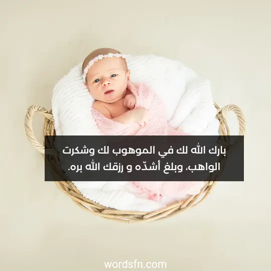 بارك الله لك في الموهوب لك وشكرت الواهب، وبلغ أشدّه و رزقك الله بره.