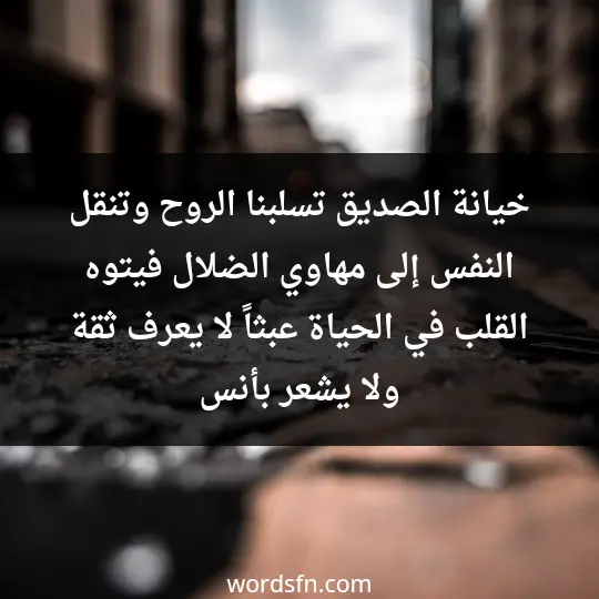 خيانة الصديق تسلبنا الروح وتنقل النفس إلى مهاوي الضلال، فيتوه القلب في الحياة عبثاً لا يعرف ثقة ولا يشعر بأنس