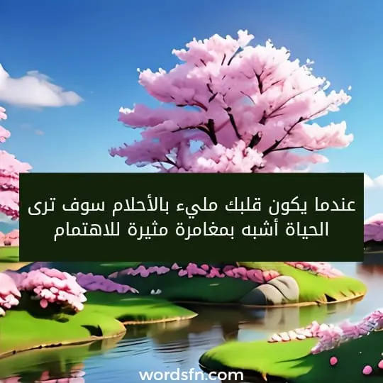 عندما يكون قلبك مليء بالأحلام سوف ترى الحياة أشبه بمغامرة مثيرة للاهتمام.