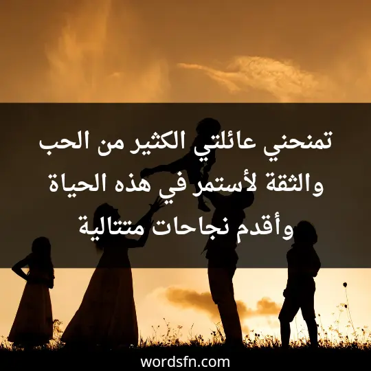 تمنحني عائلتي الكثير من الحب والثقة لأستمر في هذه الحياة وأقدم نجاحات متتالية - فن العبارات تمنحني عائلتي الكثير من الحب والثقة لأستمر في هذه الحياة وأقدم نجاحات متتالية