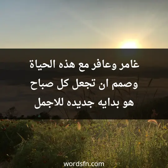 غامر وعافر مع هذه الحياة وصمم ان تجعل كل صباح هو بدايه جديده للاجمل