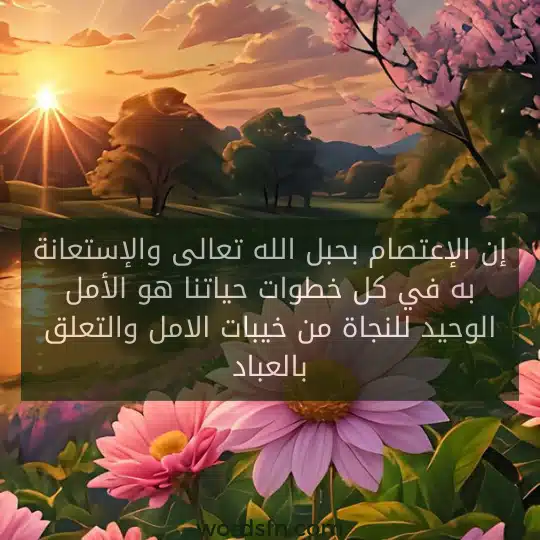 إن الإعتصام بحبل الله تعالى والإستعانة به في كل خطوات حياتنا هو الأمل الوحيد للنجاة من خيبات الامل والتعلق بالعباد