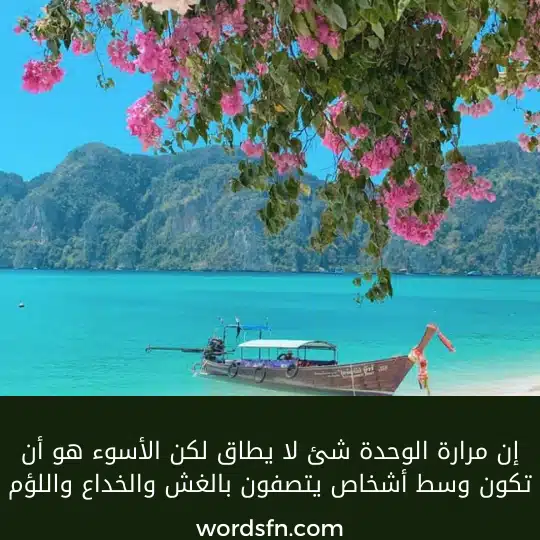 إن مرارة الوحدة شئ لا يطاق . لكن الأسوء هو أن تكون وسط أشخاص يتصفون بالغش والخداع واللؤم .