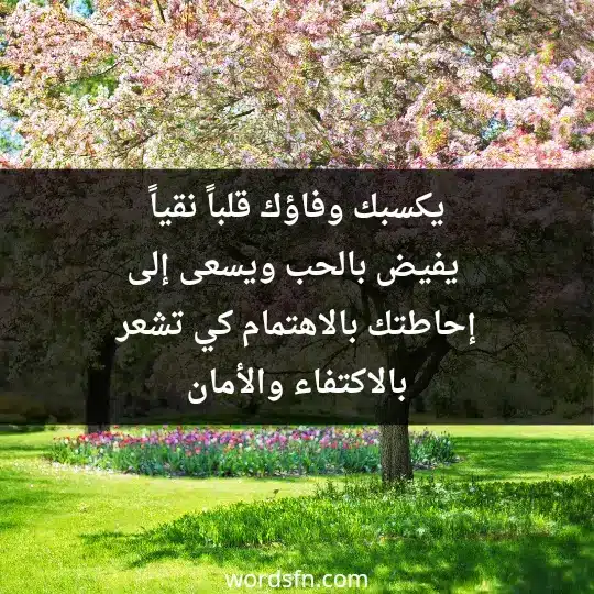 يكسبك وفاؤك قلباً نقياً يفيض بالحب ويسعى إلى إحاطتك بالاهتمام كي تشعر بالاكتفاء والأمان - فن العبارات يكسبك وفاؤك قلباً نقياً يفيض بالحب ويسعى إلى إحاطتك بالاهتمام كي تشعر بالاكتفاء والأمان