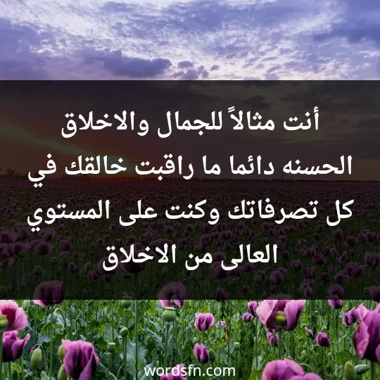 أنت مثالاً للجمال والاخلاق الحسنه،دائما ما راقبت خالقك في كل تصرفاتك وكنت على المستوي العالى من الاخلاق