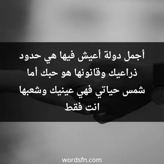 أجمل دولة أعيش فيها هي حدود ذراعيك وقانونها هو حبك أما شمس حياتي فهي عينيك وشعبها انت فقط