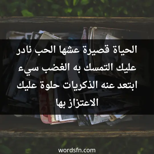 الحياة قصيرة عشها، الحب نادر عليك التمسك به، الغضب سيء ابتعد عنه، الذكريات حلوة عليك الاعتزاز بها