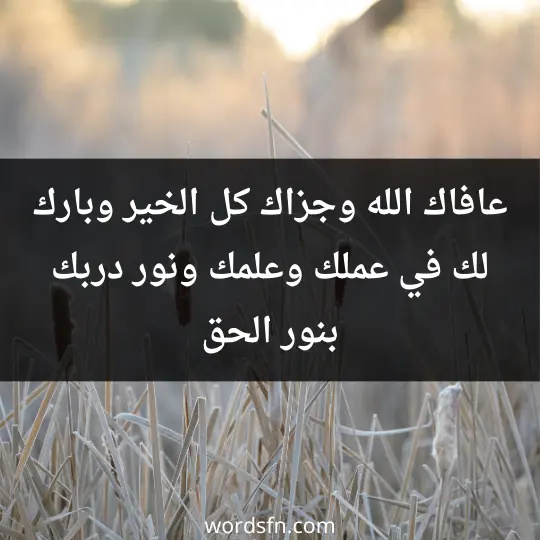 عافاك الله وجزاك كل الخير وبارك لك في عملك وعلمك ونور دربك بنور الحق